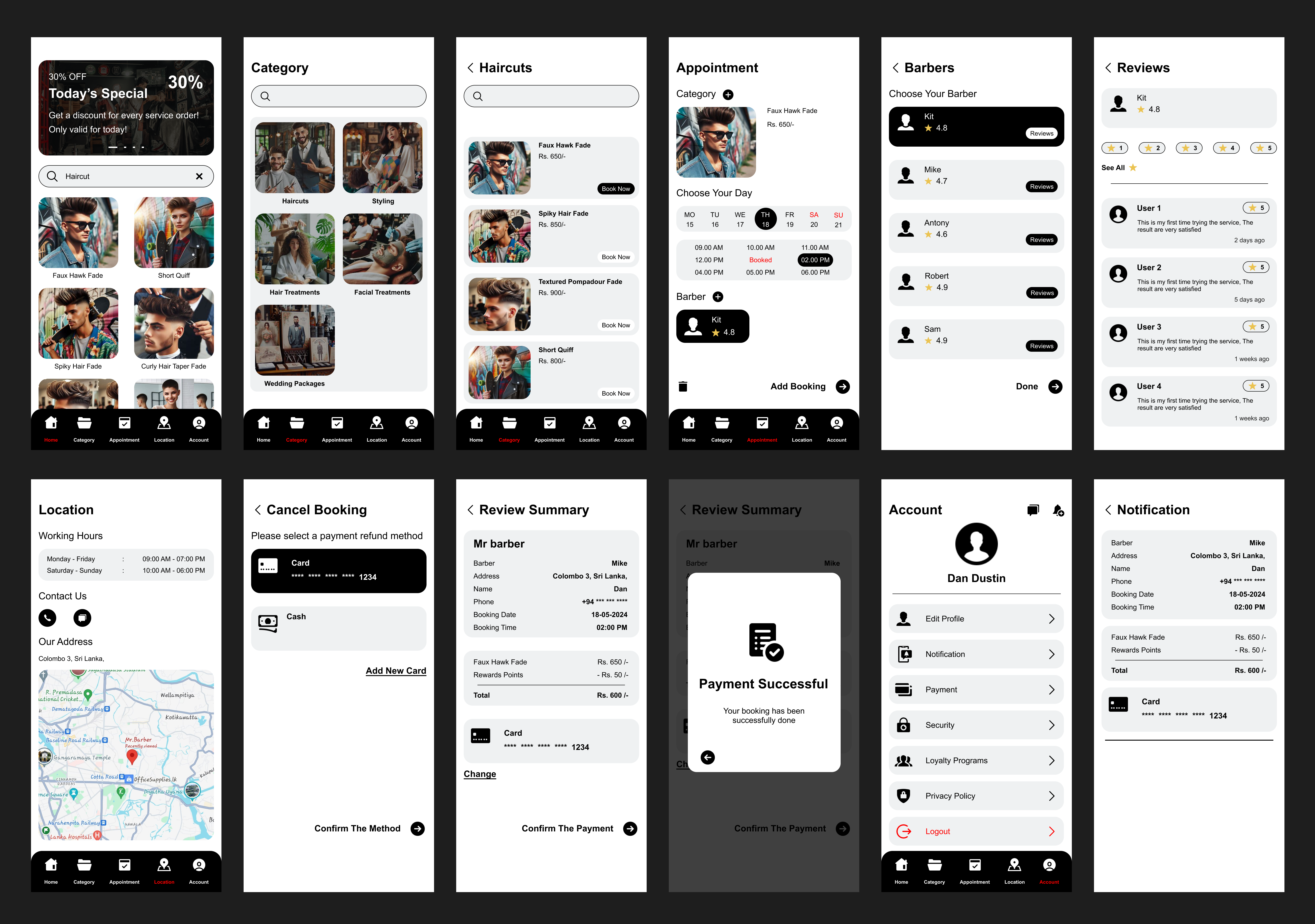 Barber App UI